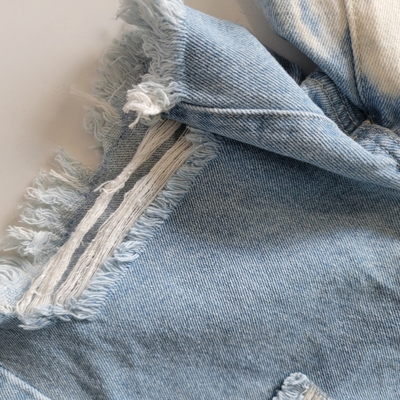 Organic Blue Distressed Denim Shorts Size 26 Blue NWT - Picture 3 of 9